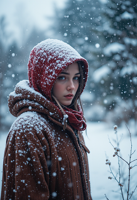 Free ai generated girl winter illustration