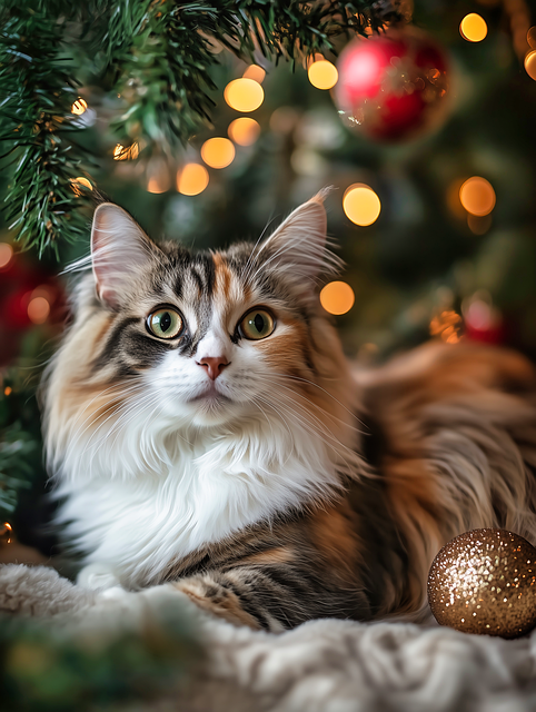Free ai generated christmas cat tabby cat illustration