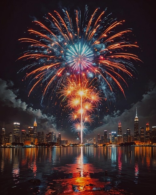 Free ai generated fireworks show new year's day illustration