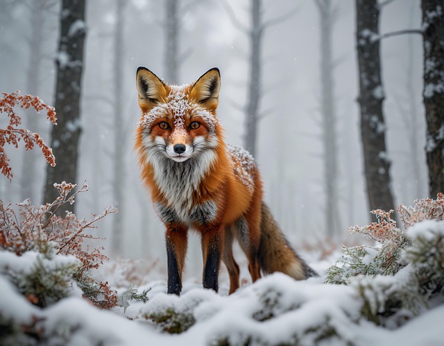 Free ai generated fox winter forest illustration