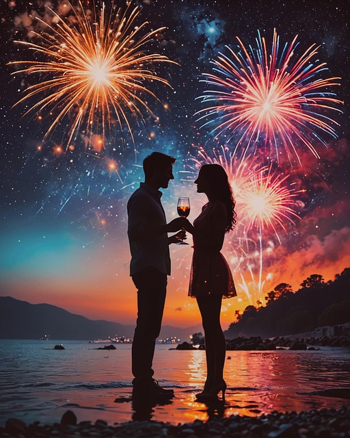 Free new year celebration couple illustration