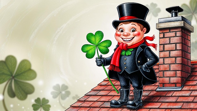 Download free HD stock image of Chimney Sweep Clovers Free chimney sweep clovers lucky charm illustration