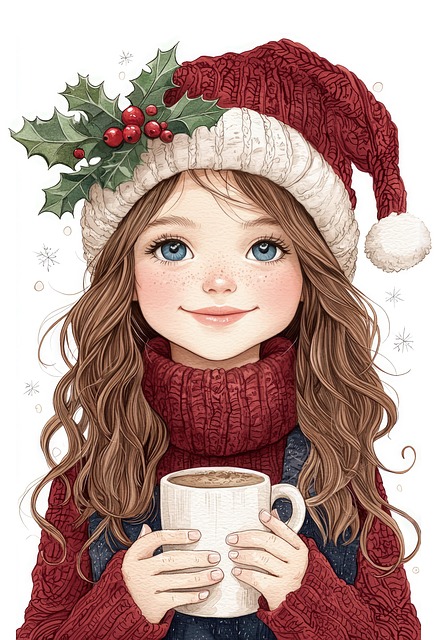 Jul, Pige, Kaffe, Kop, Hyggelig