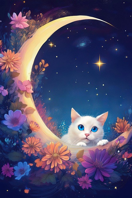 Free Moon Cat illustration and picture
