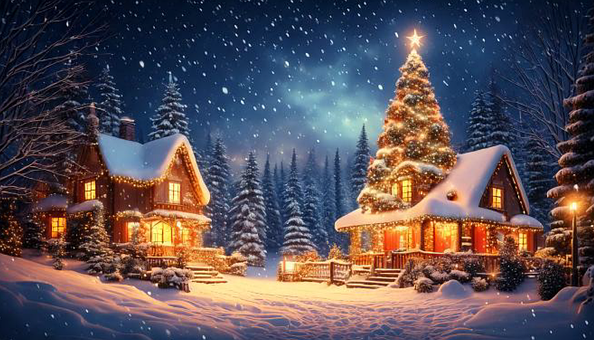Neve, Aldeia, Inverno, Natal, Ornamento