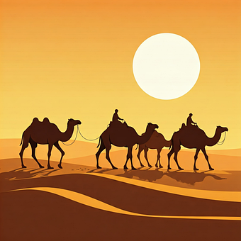 Free Ai Generated Camel Caravan illustration and picture