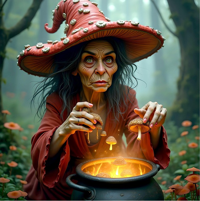 Free witch magic potion toadstool illustration