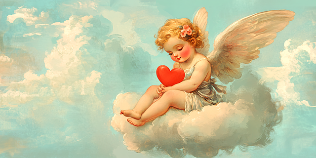 Free angel cherub heart illustration