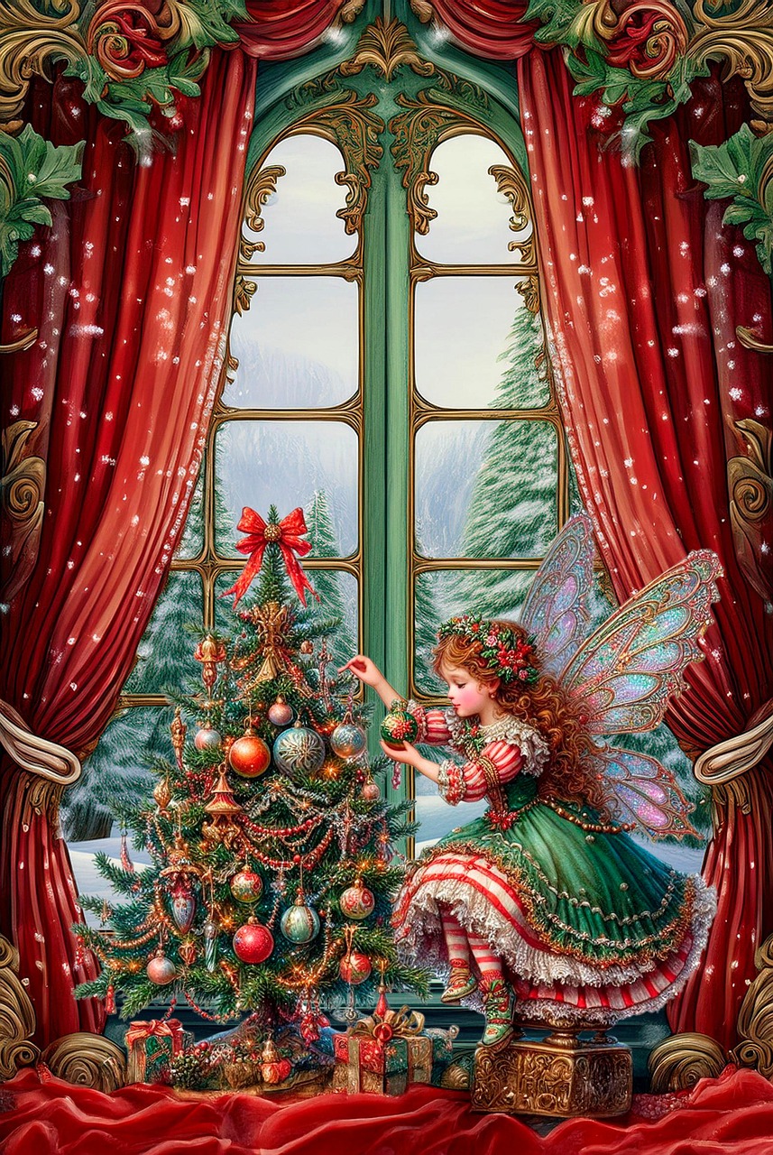 Download free HD stock image of Christmas Tree Free christmas tree window illustration