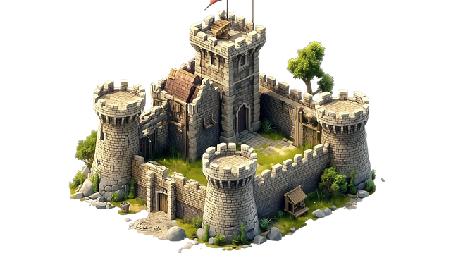Free ai generated medieval castle isometric 3d castle illustration