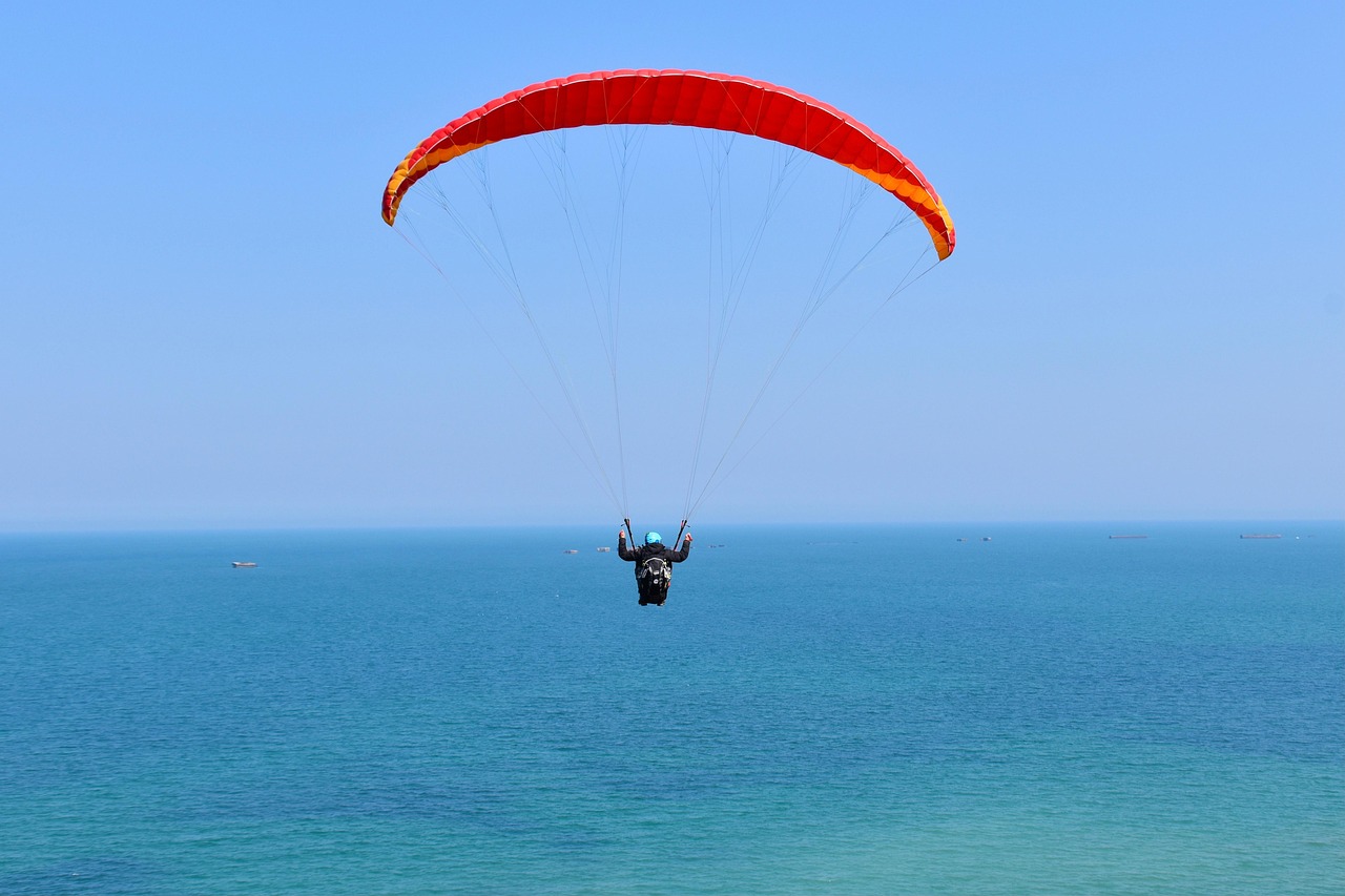 Parachute Parapente Français - Voile Bleue 40x8 Pieds - Pour Décoration Ou Séance Photo