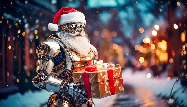 Free Christmas Lights Christmas Robot illustration and picture