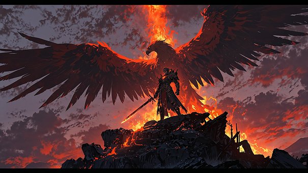 Guerrero, Águila, Fuego, Quemar, Calor