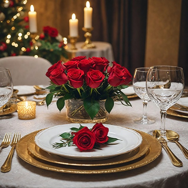 Free dinner roses restaurant illustration