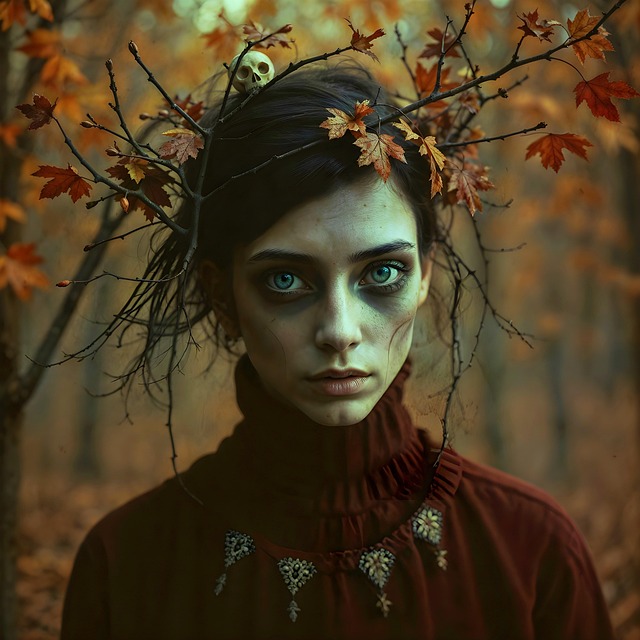 Free woman autumn gothic illustration