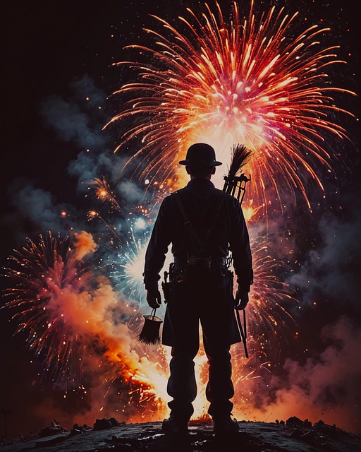 Free fireworks new year chimney sweep illustration