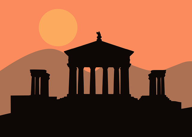 Free ancient temple silhouette illustration