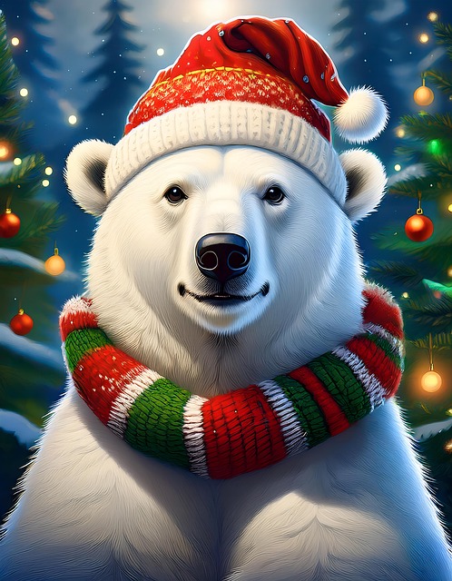 Oso Polar, Navidad, Bufanda, Animal