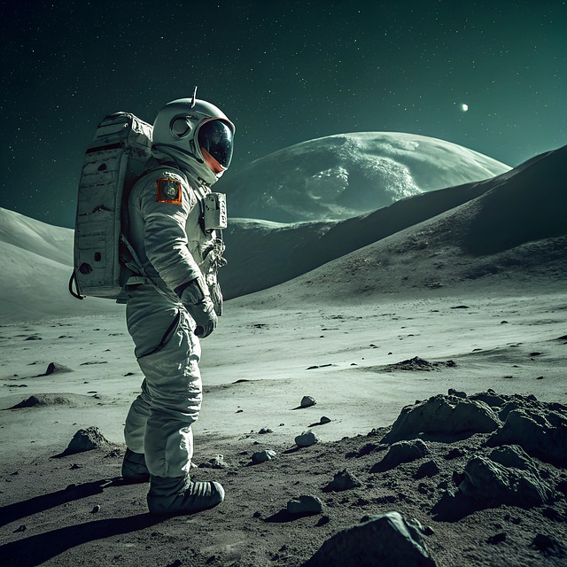 Free moon astronaut lunar landscape illustration