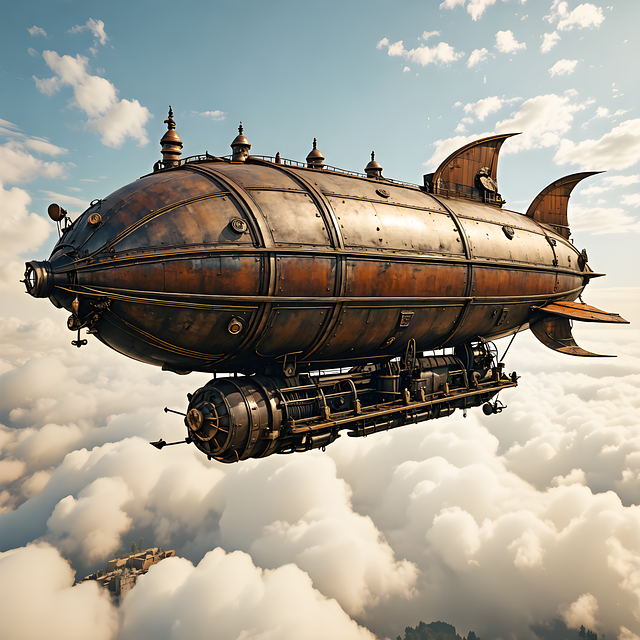 Free ai generated airship steampunk illustration