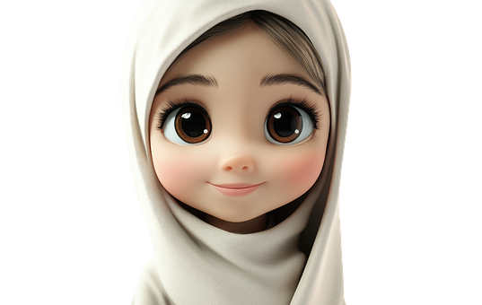 Mädchen, Hijab, 3D-Kopftuch, Niedlich
