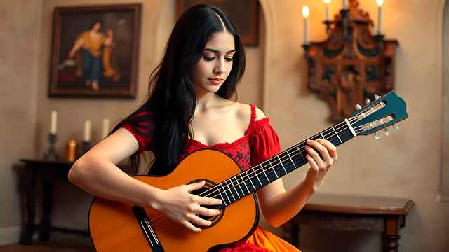 Teenager, Mädchen, Gitarrist, Brünette
