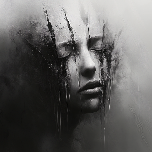 Free ai generated woman melancholic face illustration