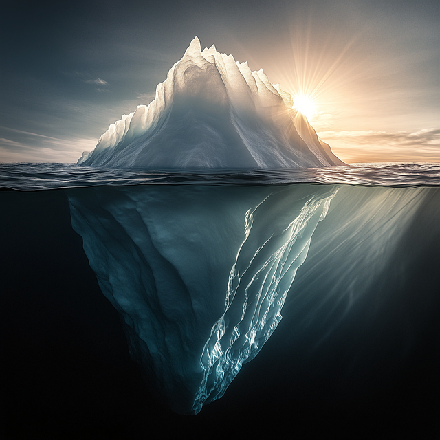 Free iceberg composition surreal nature art sunlit iceberg illustration