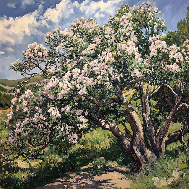 Free mountain laurel tree texas hill country blooming tree art illustration