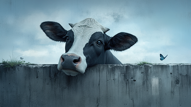 Free ai generated cow butterfly illustration