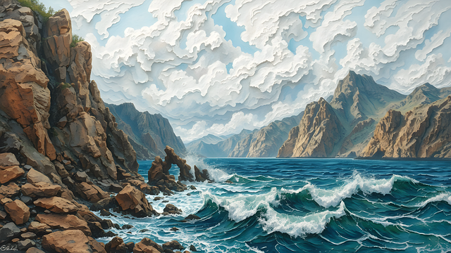 Free ai generated beach beauty rocky shoreline illustration