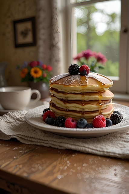 Free pancakes berries breakfast illustration