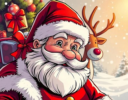 Papá Noel, Reno, Árbol De Navidad