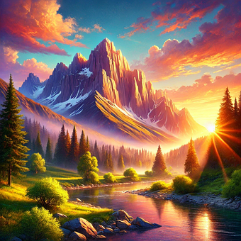Free Mountain Sunrise illustration and picture