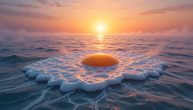 Free fried egg ocean sunset illustration