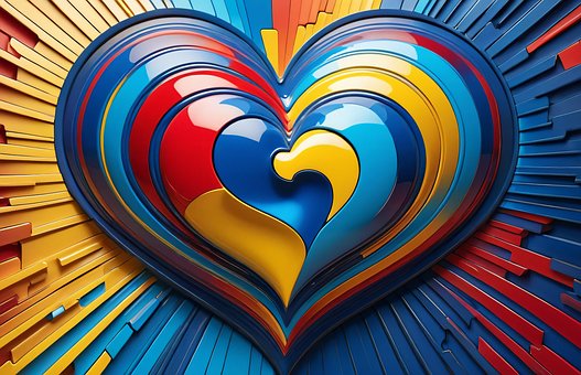 Coração, Amor, Colorido, Brilhante