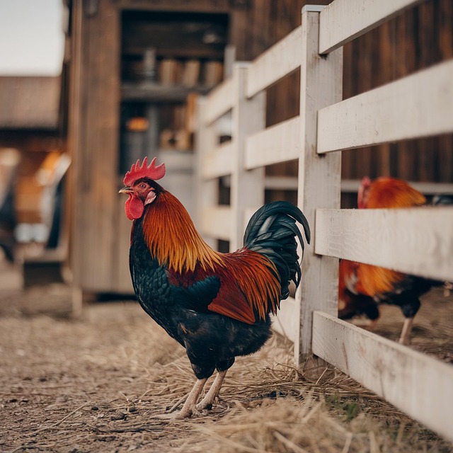 Free chicken farm yard barn illustration