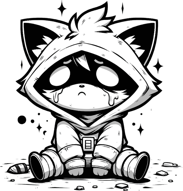Free ai generated melancholy black line vector