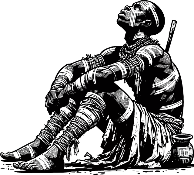 Free ai generated melancholy black line vector