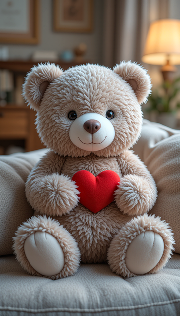 Free generated to baby bear little red heart illustration