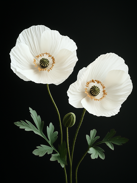 Witte Klaprozen, Zwarte Achtergrond