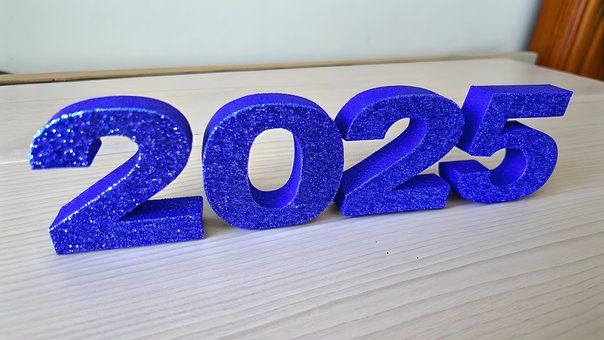 Neujahr, 2025, Feier, Design, Typografie