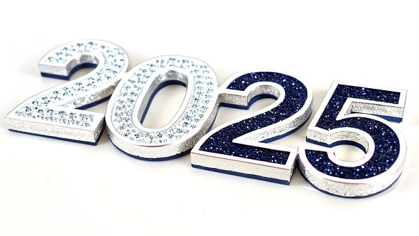 Neujahr, 2025, Feier, Typografie