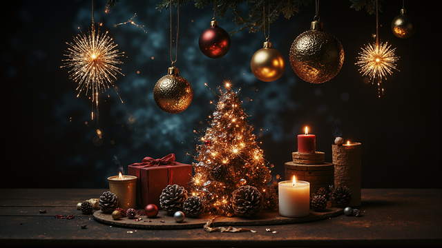 Free christmas nature decorations illustration