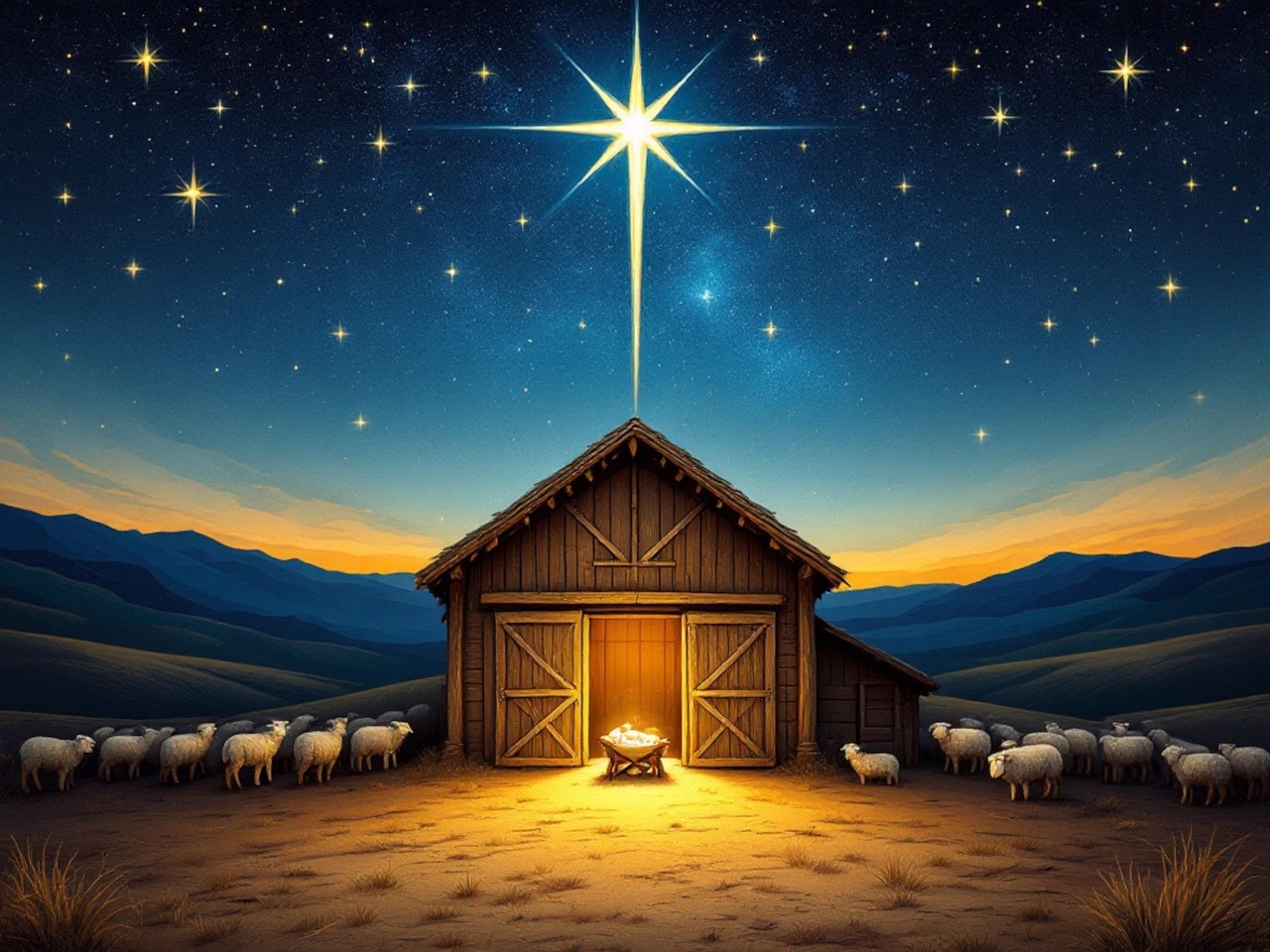 Download free HD stock image of Holy Night Christianity Free holy night christianity birth of christ illustration