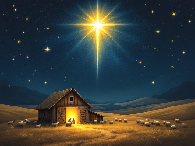 Free holy night christianity birth of christ illustration