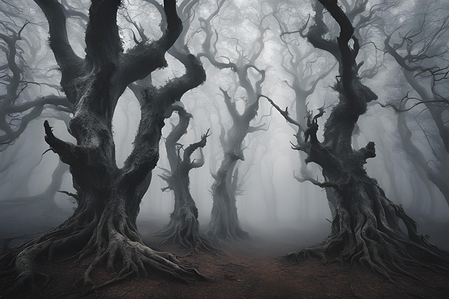 Free ghost forest eerie landscapes coastal erosion illustration