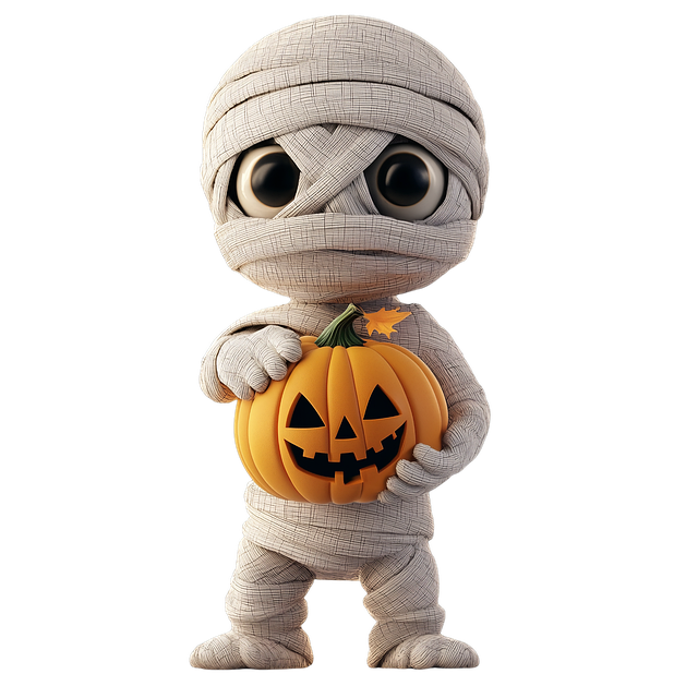 Free ai generated halloween pumpkin mummy character illustration