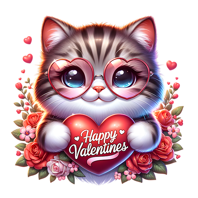 Free Valentine'S Day Cat illustration and picture
