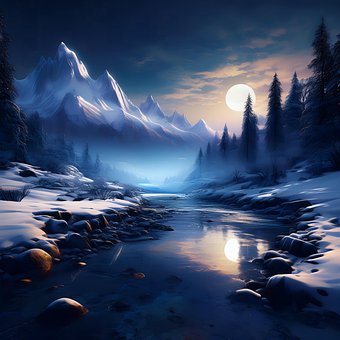 Luna, Noche, Bosque, Naturaleza, Árboles